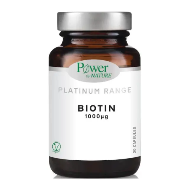 Power of Nature Platinum Range Biotin 1000μg, 30caps Συμπλήρωμα διατροφής.