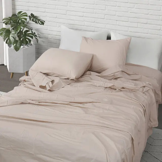 Σετ Σεντόνια 240x280 Υπέρδιπλα Beauty Home Hilton Art 11151 Μπεζ Χωρίς Λάστιχο70% Βαμβάκι-30% Λινό
