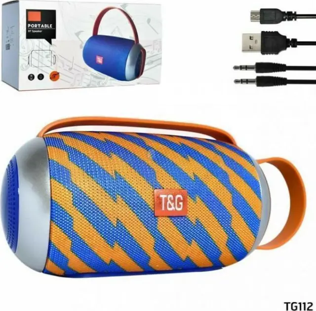 T&G TG-112 Ηχείο Bluetooth 10W με Ραδιόφωνο και Διάρκεια Μπαταρίας έως 4 ώρες Blue/Orange 3