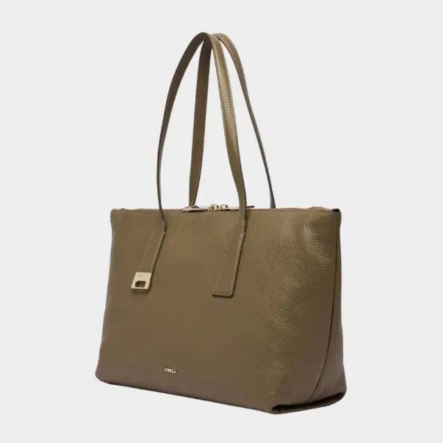 Furla - Γυναικεία Δερμάτινη Τσάντα Ώμου/Χειρός Olivia M Tote WB01977-HSF000-4903S Λαδί/Γκρι 2