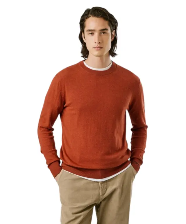 Pepe Jeans - Ανδρικό Πουλόβερ Βαμβακερό Andre Crew Neck PM7000013-262 Πορτοκαλί - S