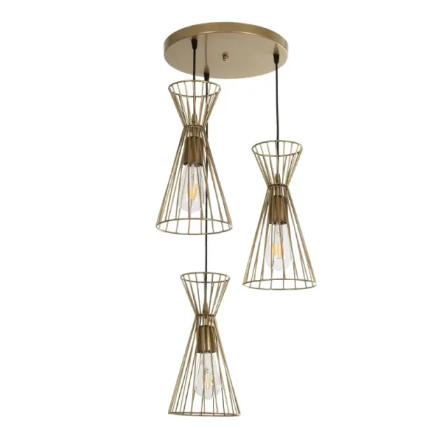 FLIXIO Vintage Κρεμαστό Φωτιστικό Οροφής Χρυσό με Ντουί 3 x E27 201-0126 2