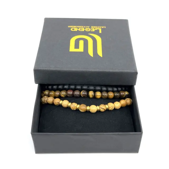 Tiger Eye Διπλό Ελαστικό Βραχιόλι με Πέτρες 2
