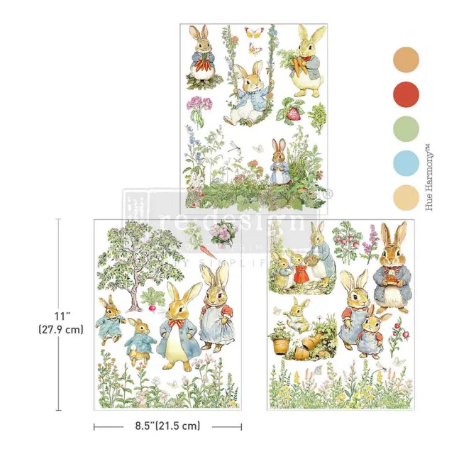 Χαρτί Decor Transfer Prima Re-Design, The Cottontail Diaries, 28x21.5cm, 3 τεμ.