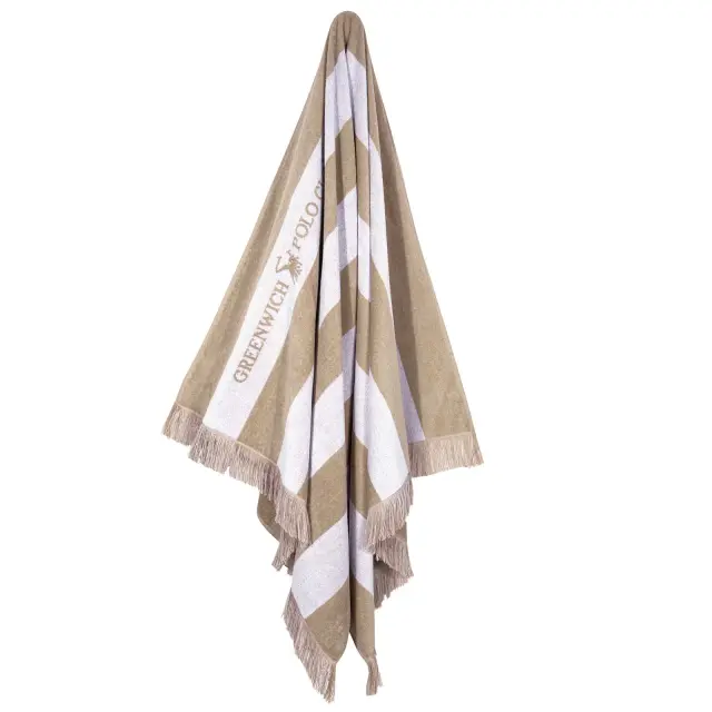 Πετσέτα Θαλάσσης 90Χ170 Βαμβακερή Essential Greenwich Polo Club 3729 Σπαγγί-Μπεζ 2