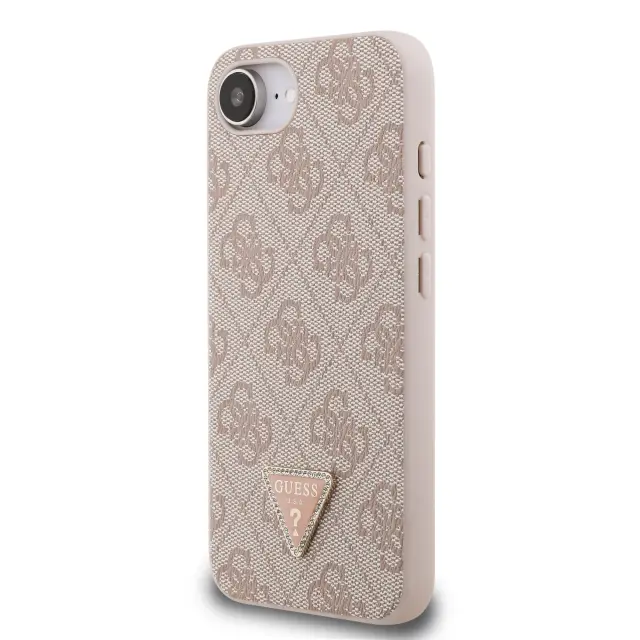 Guess PU 4G Strass Triangle Metal Logo Case for iPhone 16e/17e Pink 2