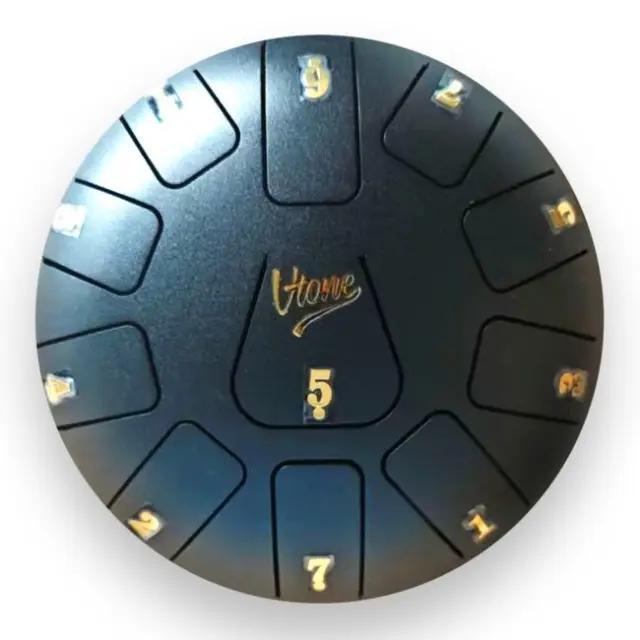 V-TONE VBJ 8-11 BK Steel Tongue Drum Tank Drum Hank Drum Black 8 Inch 11 Tones Drumsticks Case with Strap 4 Finger Cots Stick Rest Stickers Tune List Cloth Kit 2