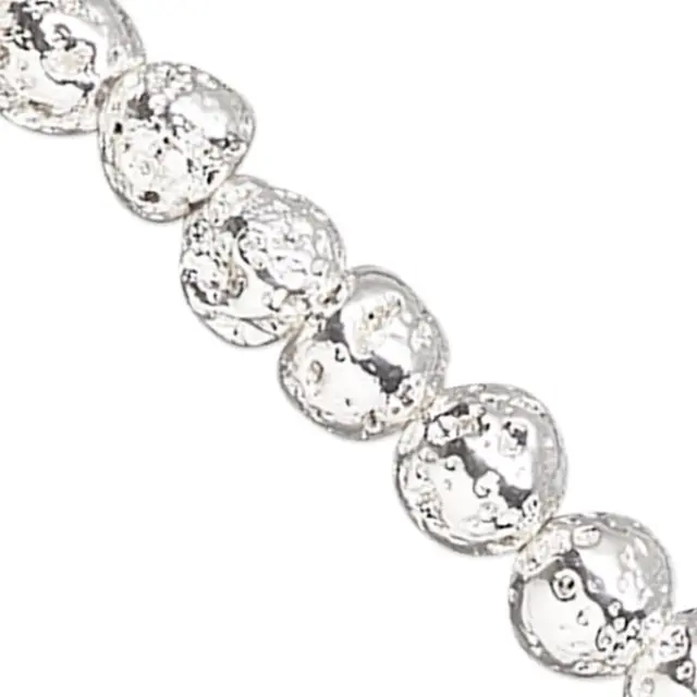 Επιμεταλλωμένη Χάντρα Lava Rock - Silver - Ø6mm ~61τεμ