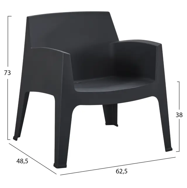 ΠΟΛΥΘΡΟΝΑ ΠΟΛΥΠΡΟΠΥΛΕΝΙΟΥ LOUNGE FB96365.02 ΜΑΥΡΟ 62x68x73Υεκ. 2