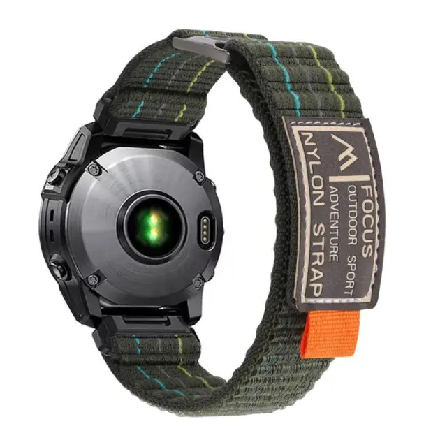 Λουράκι Υφασμάτινο για Garmin Fenix 5/6/6 Pro/7/8/9 (47mm)- Πράσινο με Ρίγες OEM 2