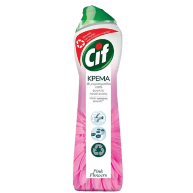 CIF Κρέμα 500ml 100% Natural Cleaning Particles Pink Flowers