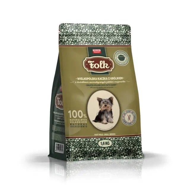 FOLK Small breeds Traditional Greater Poland duck with rabbit, apples and marjoram - dry dog food - 1,6kg