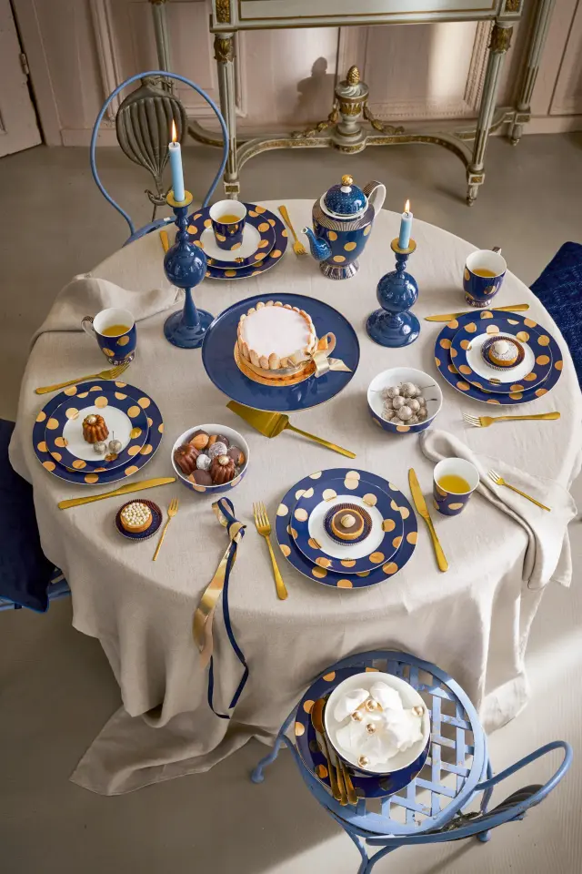 PIP STUDIO - ΣΕΤ/2 ΠΟΡΣΕΛΑΝΙΝΑ ΜΠΩΛ DOT DELIGHT NAVY & GOLD 20cm - One size 2