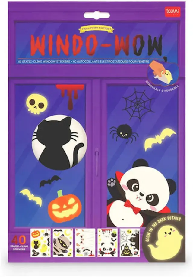Set of 40 Static-Cling Window Stickers - Windo-Wow (Legami)