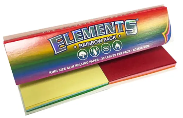 Elements Χαρτάκια - Connoisseur - King Size Slim Rainbow 32φ. με Τζιβάνες