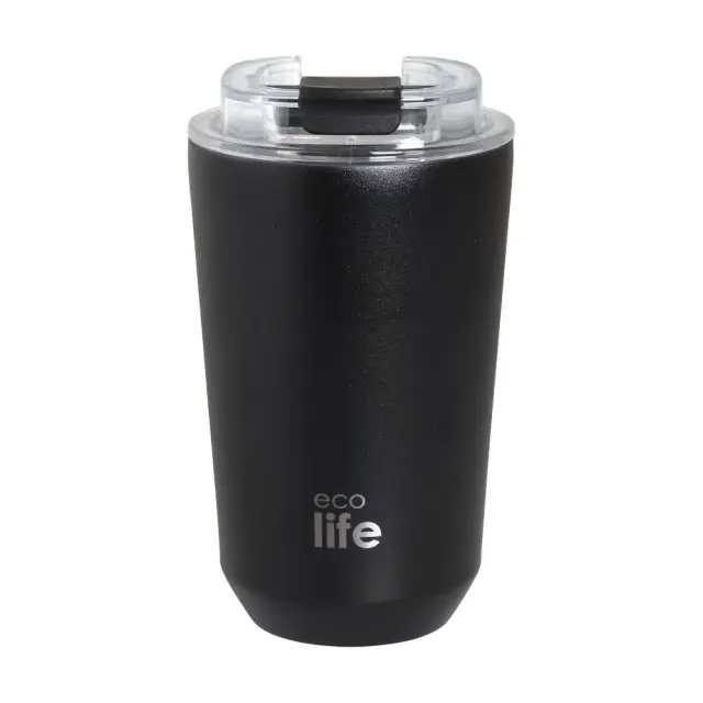 Ecolife Ποτήρι Θερμός 360ml (Hot & Cold) / Coffee Thermos: Pure Collection (5 χρώματα) - Μαύρο