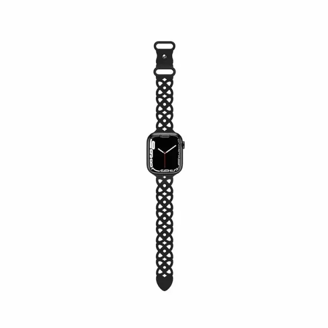 Watchband Hoco WA09 Flexible Rhombus Hollow 42/44/45/49mm για Apple Watch 1/2/3/4/5/6/7/8/SE/Ultra Μαύρο Silicon Band 3