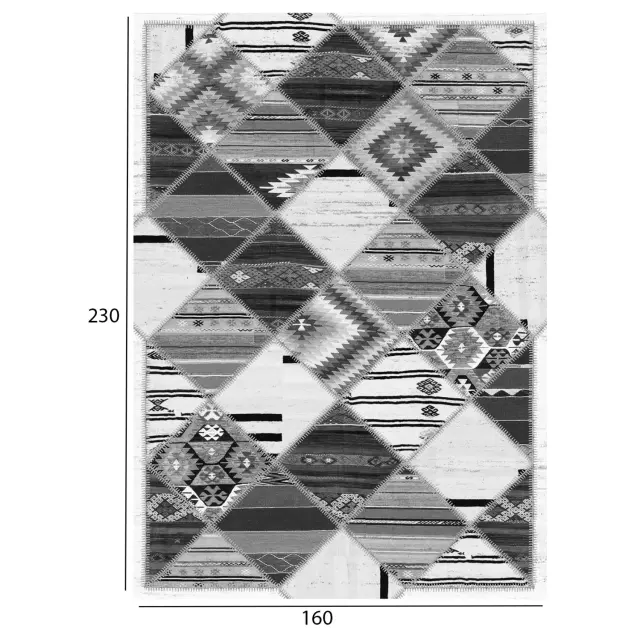 Χαλί σαλονιού Ethnic με Κροσια Josiane γκρι 160x230 εκ. 2