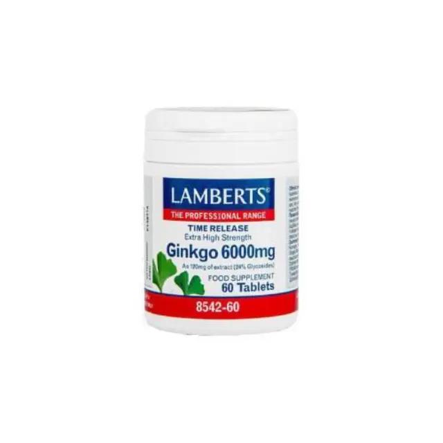 Lamberts Ginkgo Biloba Extract 6000mg Συμπλήρωμα Διατροφής για την Καλή Λειτουργία του Εγκεφάλου, 60 Ταμπλέτες