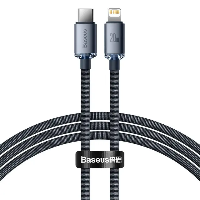 Baseus Crystal cable USB-C to Lightning, 20W, PD, 1.2m Black (CAJY000201) (BASCAJY000201)