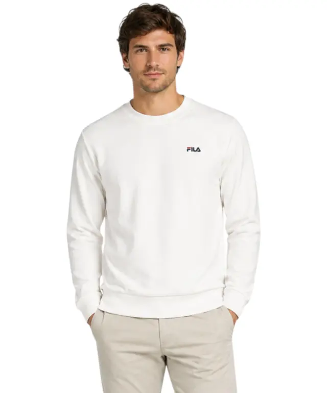 Fila - Ανδρικό Μακρυμάνικο Φούτερ Leverano FAM0876-10001 Λευκό