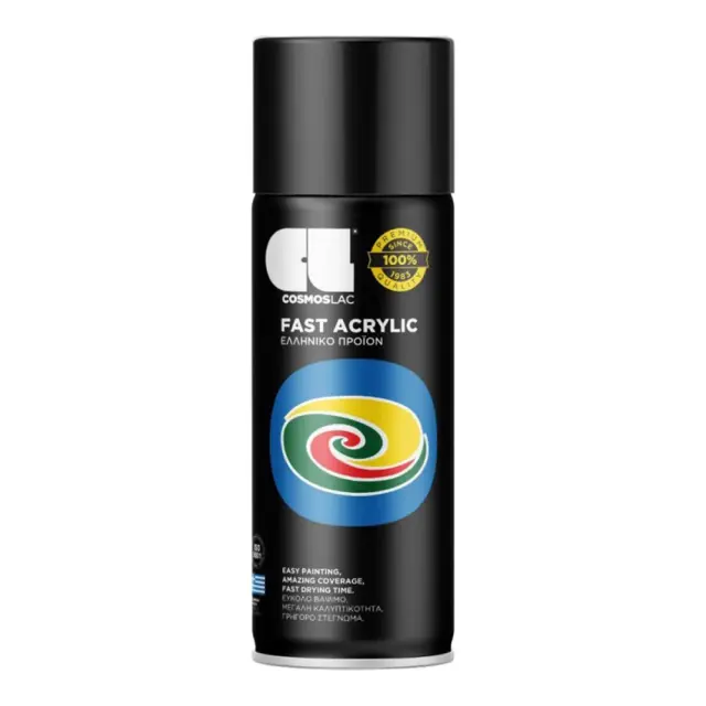 COSMOS LAC FAST ACRYLIC ΣΠΡΕΙ ΒΑΦΗΣ - ΓΥΑΛΙΣΤΕΡΟ ΜΑΥΡΟ