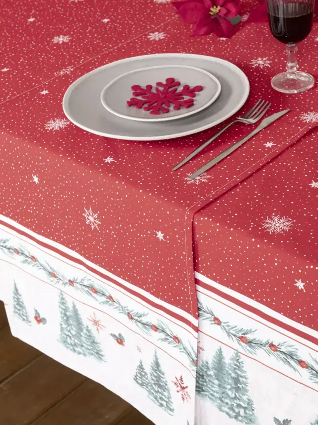 Ράνερ 45x140 Christmas Nima North Pole Red 50% Βαμβάκι-50% Πολυέστερ