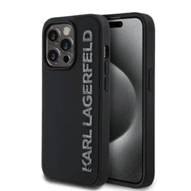 Karl Lagerfeld 3D Rubber Glitter Logo Case for iPhone 13 Pro Black