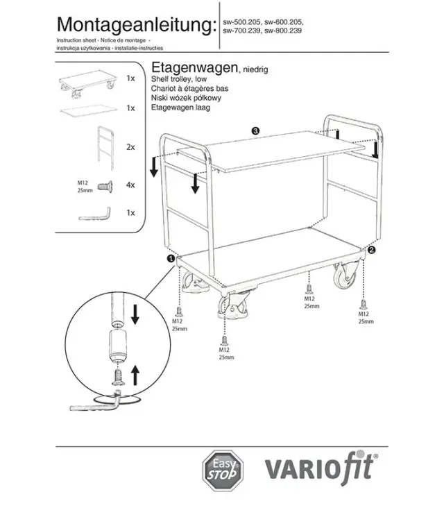 Variofit sw-500.205 Τρόλεϊ Μεταφοράς 2 Επιπέδων για Φορτίο Βάρους ως 250kg 2