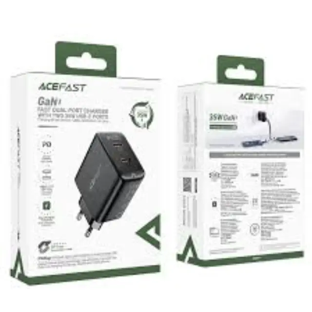 Acefast® Φορτιστής GaN με 2 Θύρες USB-C 35W PD Μαύρος (A49) 2