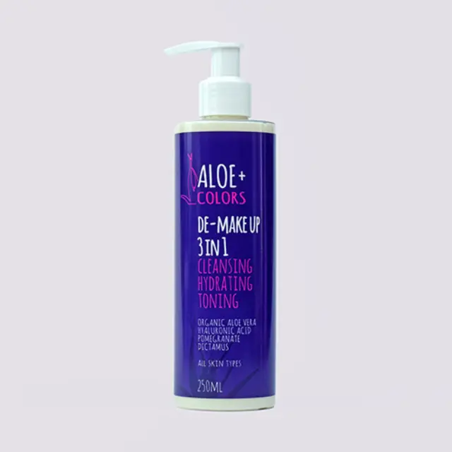 ALOE COLORS Γαλάκτωμα Ντεμακιγιάζ De-Make Up 3 in 1 για Ευαίσθητες Επιδερμίδες 250ml