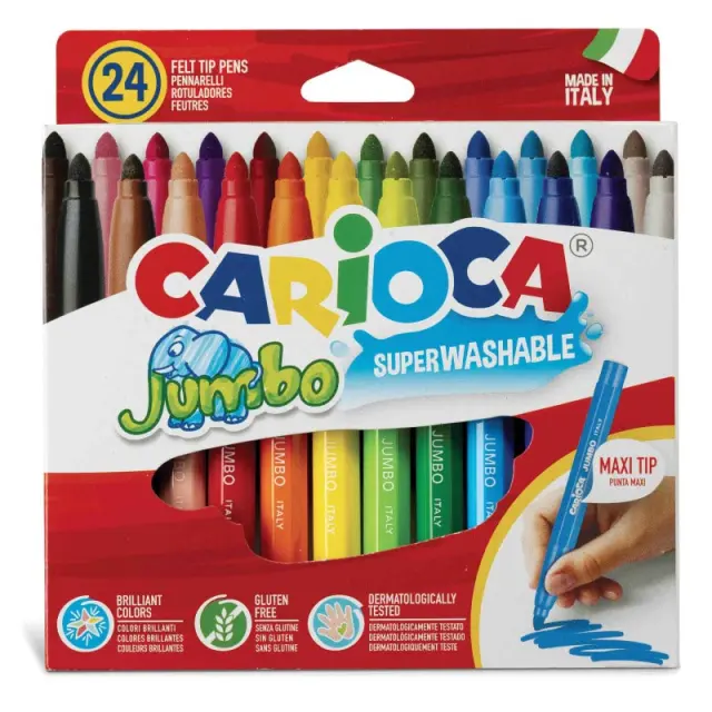Μαρκαδόροι Carioca Jumbo Παιδικοί Χοντροί, Σετ 24 Χρώματα