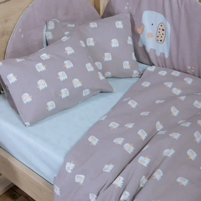 Σετ Σεντόνια Κούνιας Βρεφικά Elephants Nef Nef Homeware, 100% ΒΑΜΒΑΚΙ - GREY (040802) 2