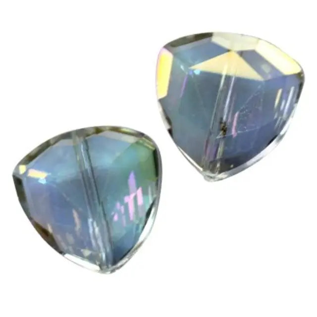 Χάντρα Γυάλινη Silver Shade AB - Shield 18mm - 5τεμ