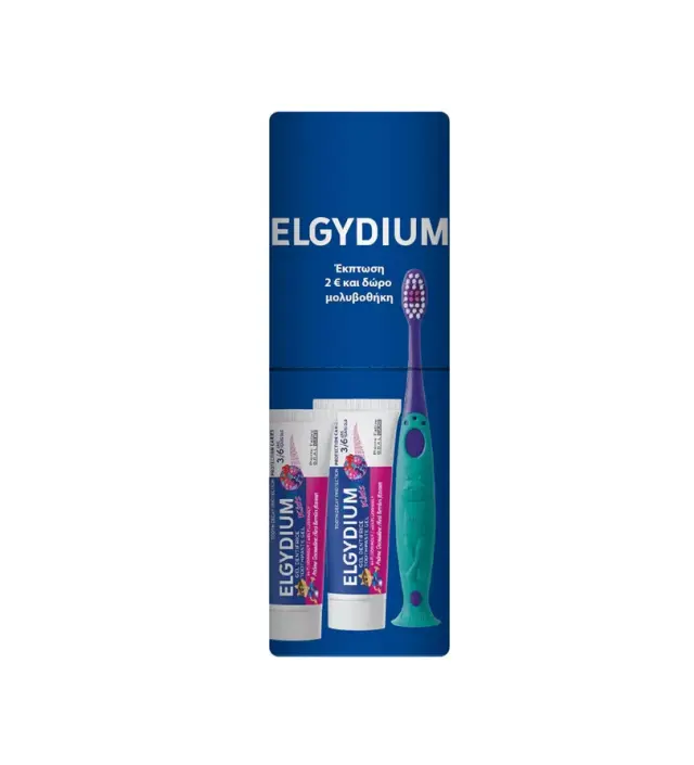 Elgydium Set Με 2 Παιδικές Οδοντόπαστες με γεύση κόκκινα φρούτα 50ml & Οδοντόβουρτσα για παιδιά 2-6 ετών 1τμχ 2