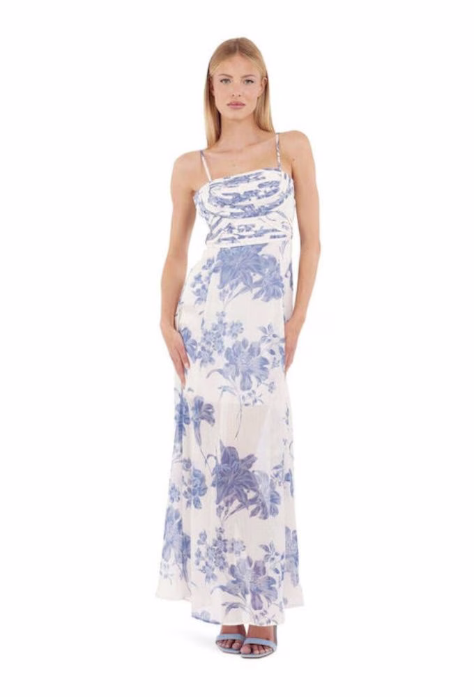 Guess Φόρεμα Μπλε Floral Γαλάζιο - XS