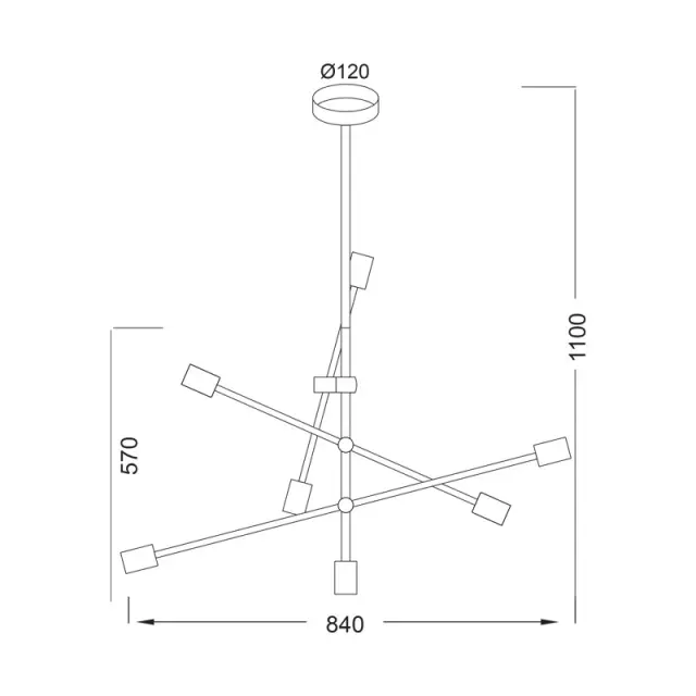 ΚΡΕΜΑΣΤΟ Φ/Σ 7ΧΕ27 ΜΕΤΑΛΛΙΚΟ ΜΑΥΡΟ Φ80ΧΗ130CM LUTHER / OD680107BK 2