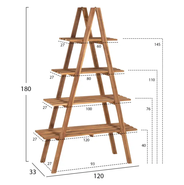 ΒΙΒΛΙΟΘΗΚΗ FB97895 TEAK ΞΥΛΟ ΣΕ ΦΥΣΙΚΟ ΧΡΩΜΑ 120x33x180Y εκ. 2