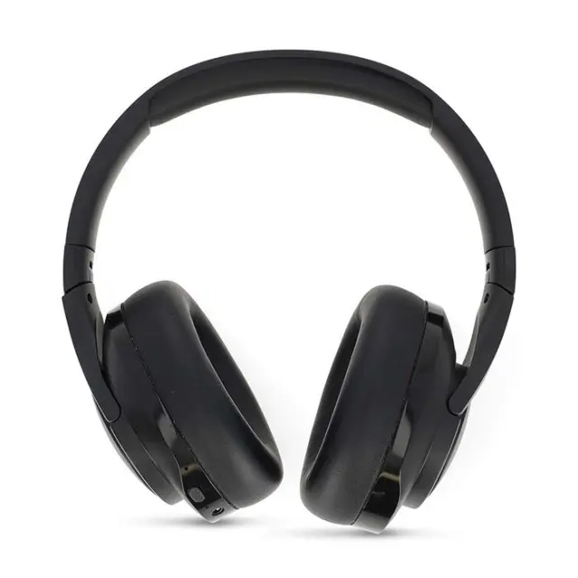 Ασύρματα over-ear ακουστικά με σύνδεση Bluetooth, μικρόφωνο και υβριδική λειτουργία ακύρωσης θορύβου, σε μαύρο χρώμα.