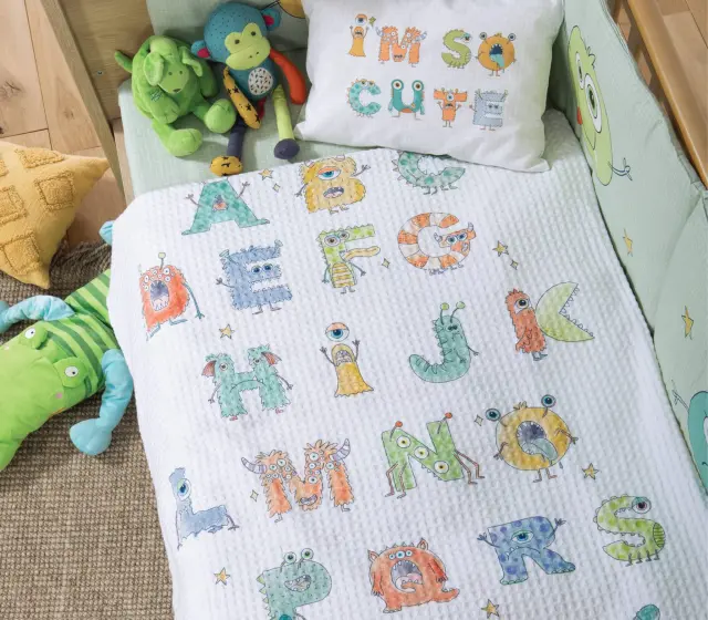ΒΡΕΦΙΚΗ ΚΟΥΒΕΡΤΑ ΠΙΚΕ AΓΚΑΛΙΑΣ ALPHABET MONSTER 80X110 NEF-NEF HOMEWARE