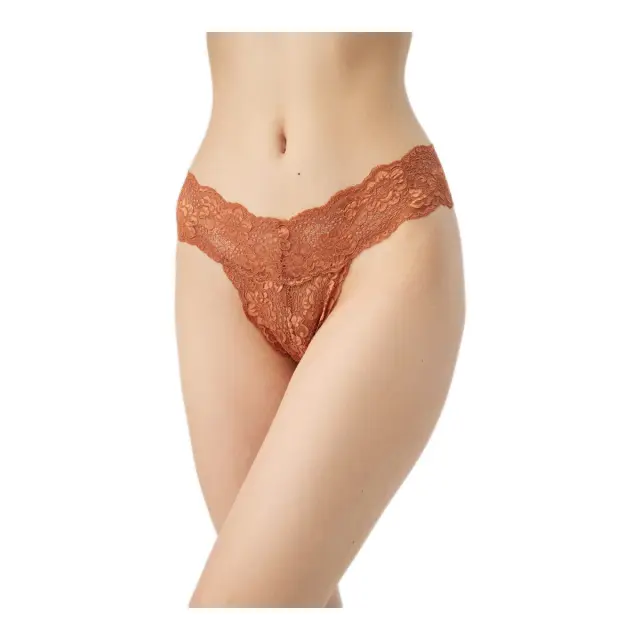 Minerva Γυναικείο String με Δαντέλα Hazel, Χρώμα Caramel