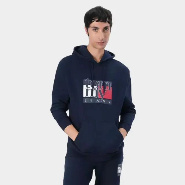 Tommy Hilfiger - Ανδρικό Φούτερ με Κουκούλα Regular Fit DM0DM22092-C1G Μπλε Σκούρο - XL 2