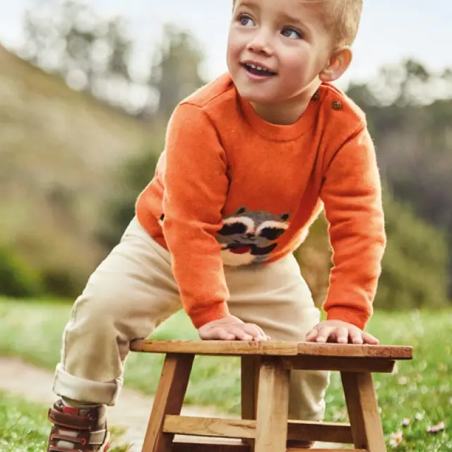 Baby 6 μηνών έως 4 ετών Παντελόνι κοτλέ slim fit βασικό μπεζ - 3Ε 2