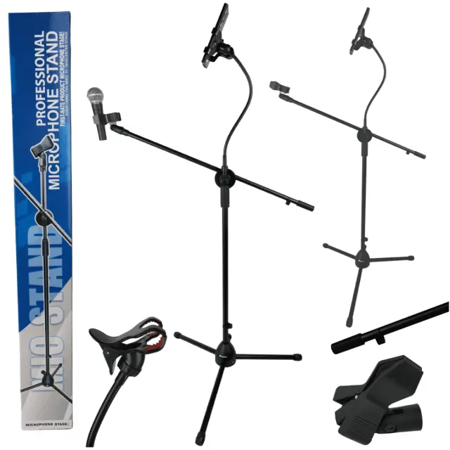 SUPRIMO MS1 microphone stand boom arm foldable iron black mic clip holder smartphone mount flexible arm gooseneck 2