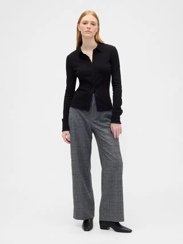 Παντελόνι Easy από Ανακυκλωμένο Twill Gray plaid - 0