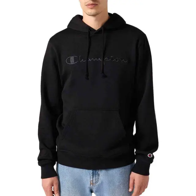 Champion Men's Fleece With Big Embroidered Logo Icons Hoodie Μαύρο 220271-KK001 (Champion)