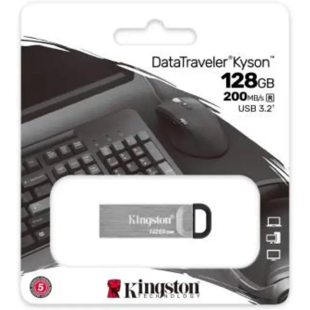USB Kingston Data Traveller Kyson 3.2 Gen.1 128GB με Μεταλλικό Κέλυφος DTKN/128GB