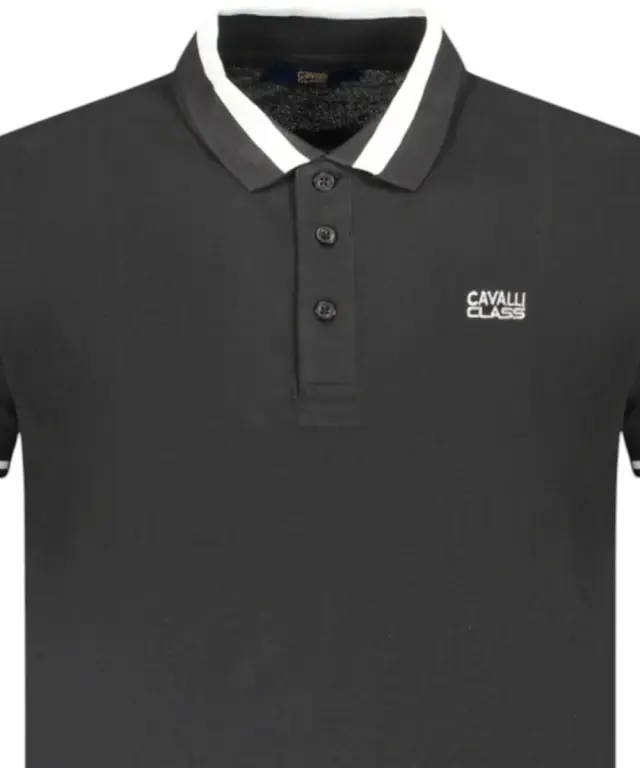 Cavalli Class - Ανδρική Μπλούζα Κοντομάνικη Polo Πικέ TXT64RKB002-05051 Μαύρο 3