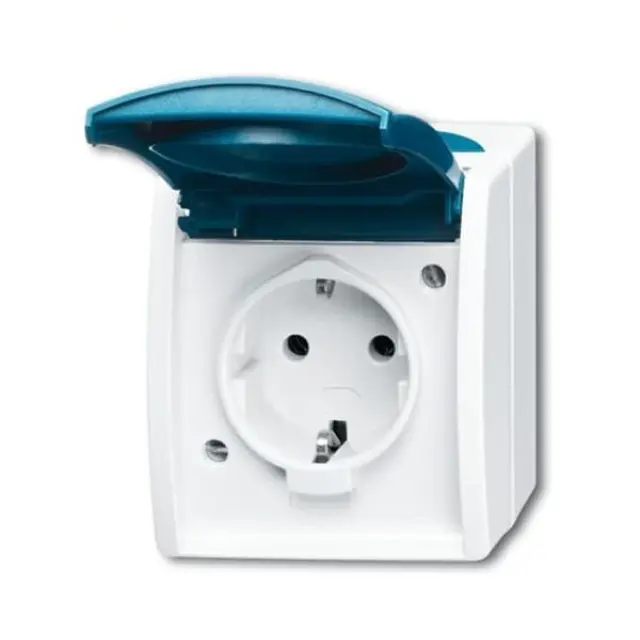 Socket Outlet Ocean 16A Grey Blue-Green Hinged Lid 20 EW-53-500