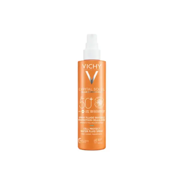 Vichy Capital Soleil Cell Protect Water Fluid Spray SPF50+, Λεπτόρρευστο Αντηλιακό Γαλάκτωμα Σώματος σε Σπρέι 200ml